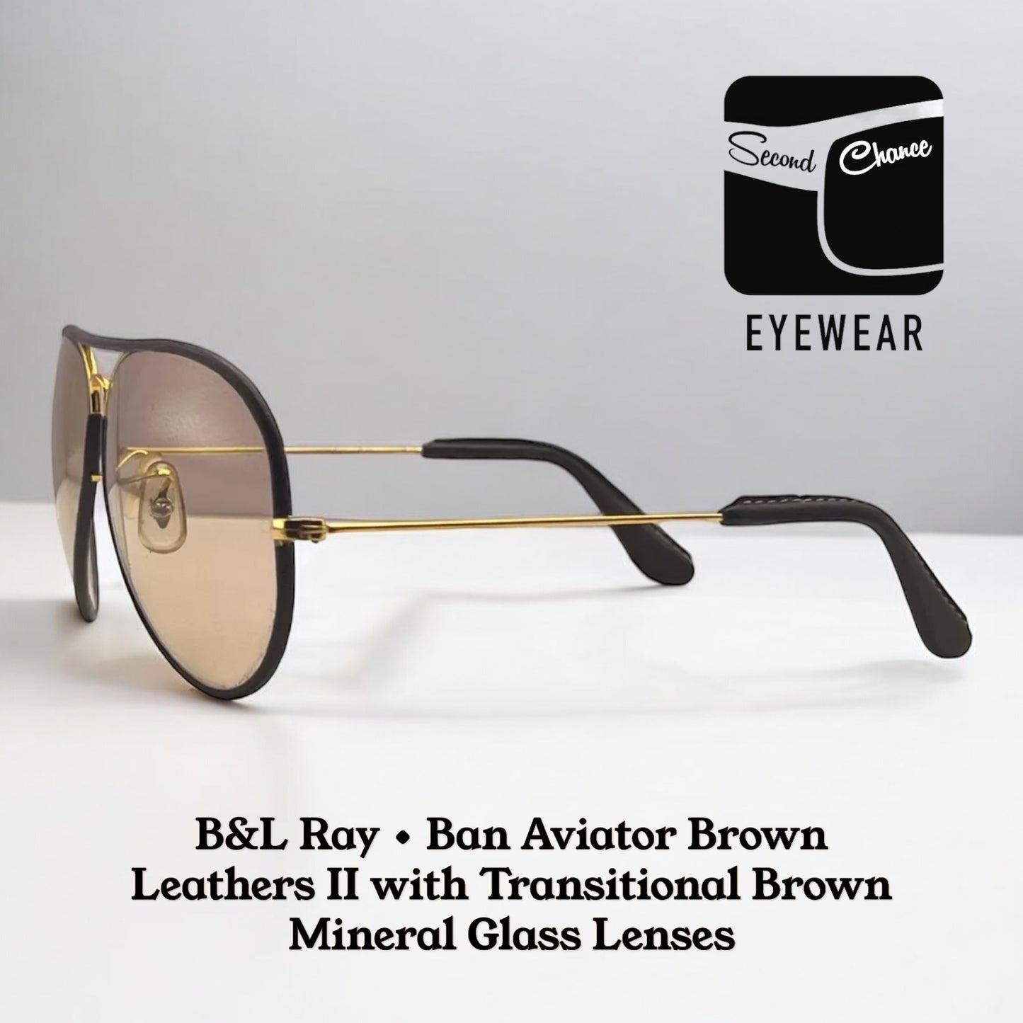 B&L Ray•Ban Aviator Brown Leathers II with Changeable Brown B&L Etched MineralGlass Lenses