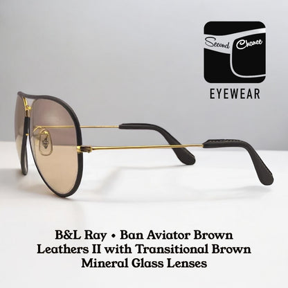 B&L Ray•Ban Aviator Brown Leathers II with Changeable Brown B&L Etched MineralGlass Lenses