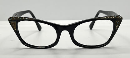 Vintage TITMUS USA “Siret” Cat-Eye Eyeglasses Black Rhinestone – Restored