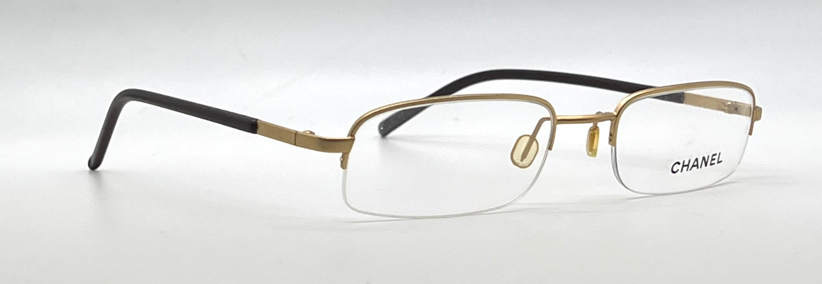 Chanel Gold Semi-Rimless Vintage-Eyeglasses 50-19 Unworn Italy