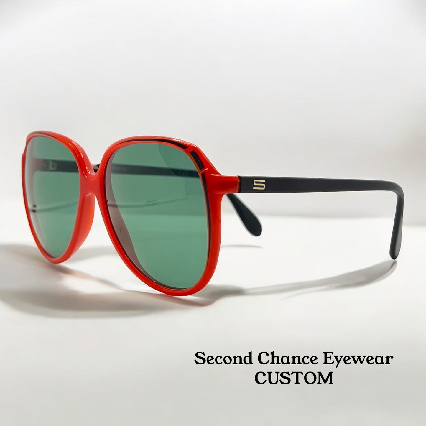 Silhouette MOD 1103 Vintage Sunglasses w/New Solid Green Custom Lenses-56mm-Unworn