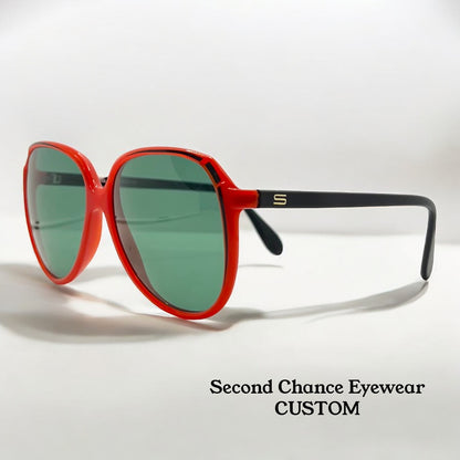 Silhouette MOD 1103 Vintage Sunglasses w/New Solid Green Custom Lenses-56mm-Unworn