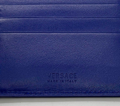 Versace Blue & White Logo Bifold Wallet-Made in Italy-Authentic