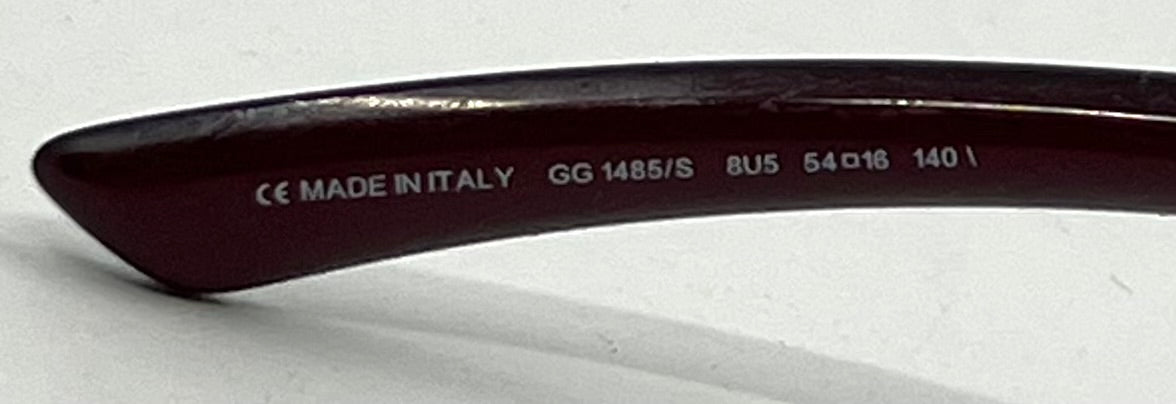 Gucci GG1485/S 8U5 Burgundy Red Y2K Vintage Sunglasses-Deadstock-Italy