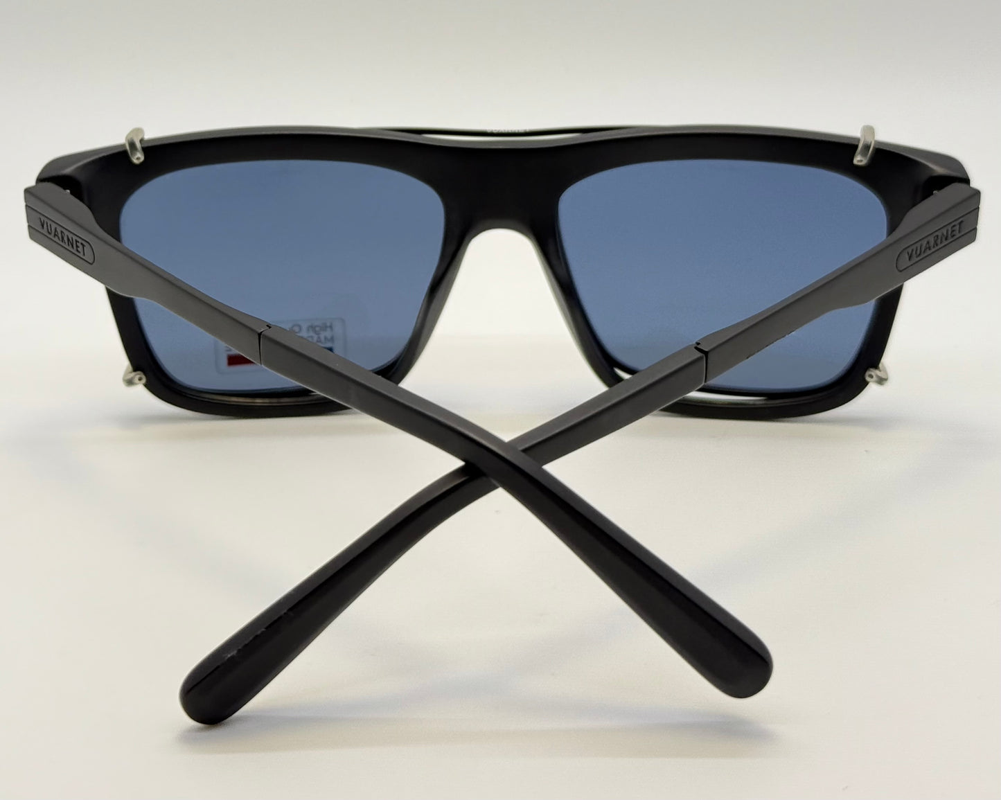 Brand New Vuarnet VL1404 0001 Matte Black Sunglasses with Polarized Blue Clip-Ons - Made in France