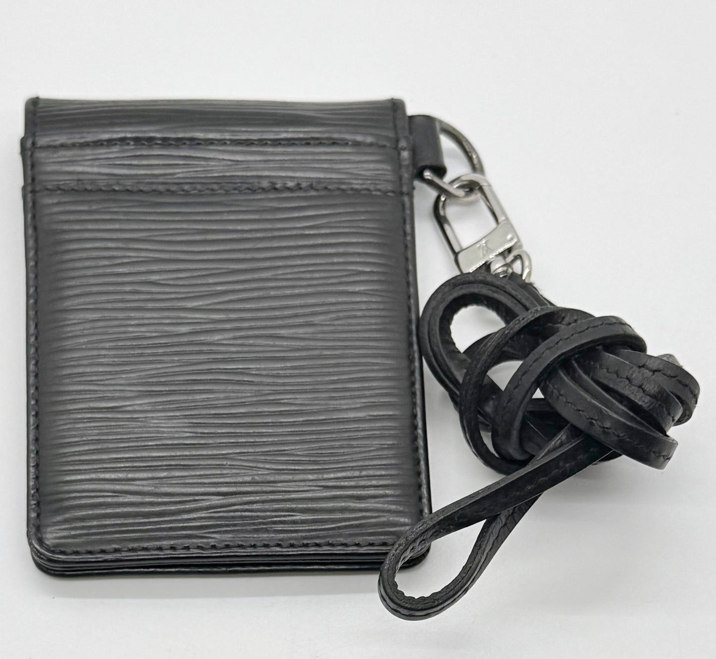 Louis Vuitton Epi Leather Card Holder with Lanyard – Black-Authentic