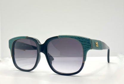 Vintage Emmanuelle Khanh 8980 RQ 16V Sunglasses – Green Ostrich Detail – France