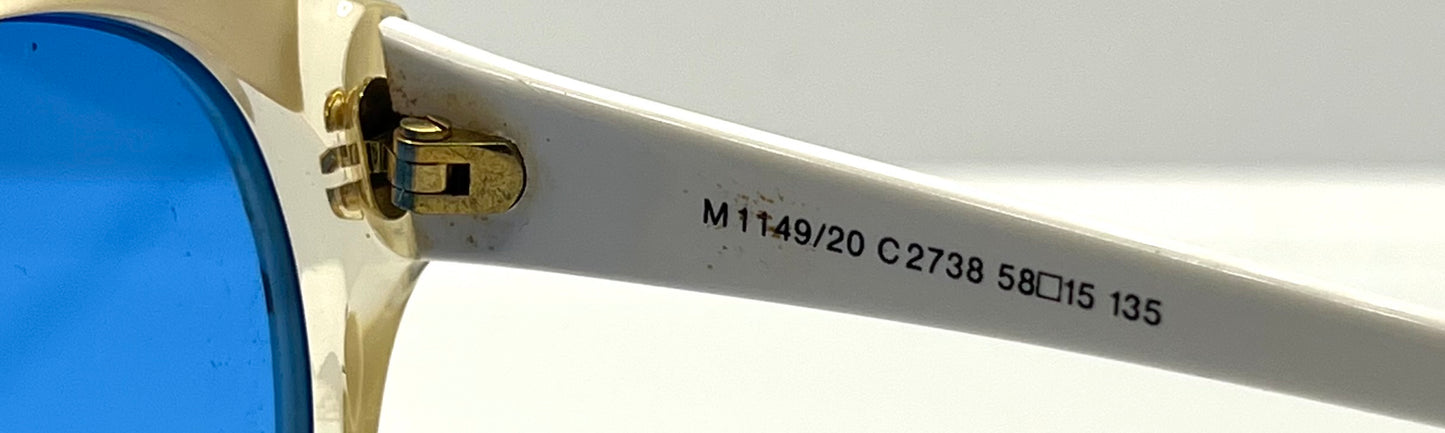 Silhouette M1149/20 Vintage Sunglasses White/Crystal w/New Solid Blue Custom Lenses-48mm-Unworn