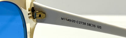 Silhouette M1149/20 Vintage Sunglasses White/Crystal w/New Solid Blue Custom Lenses-48mm-Unworn