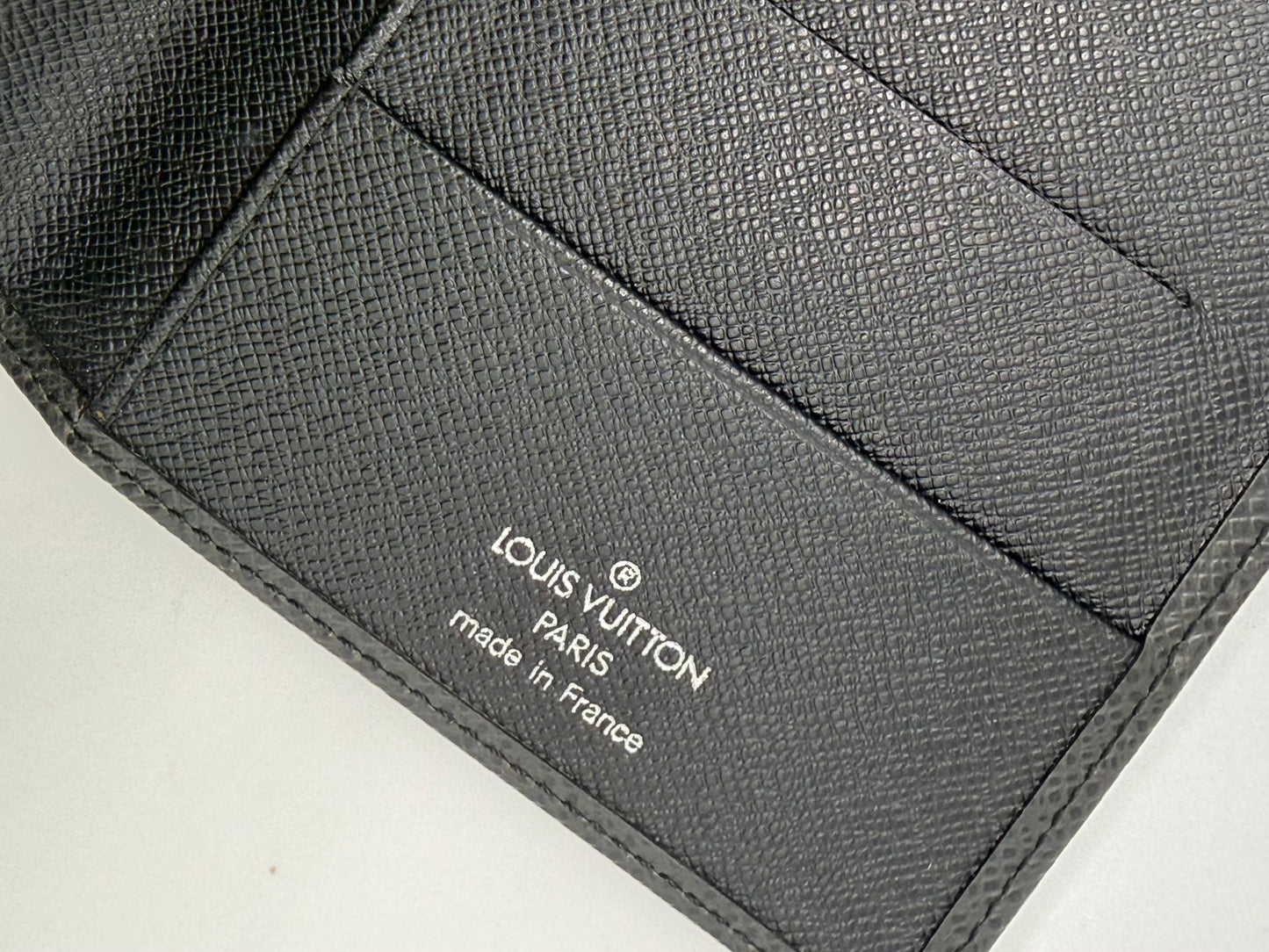 Louis Vuitton Taiga Leather Long Wallet-Black-Made in France-Unused-Archive