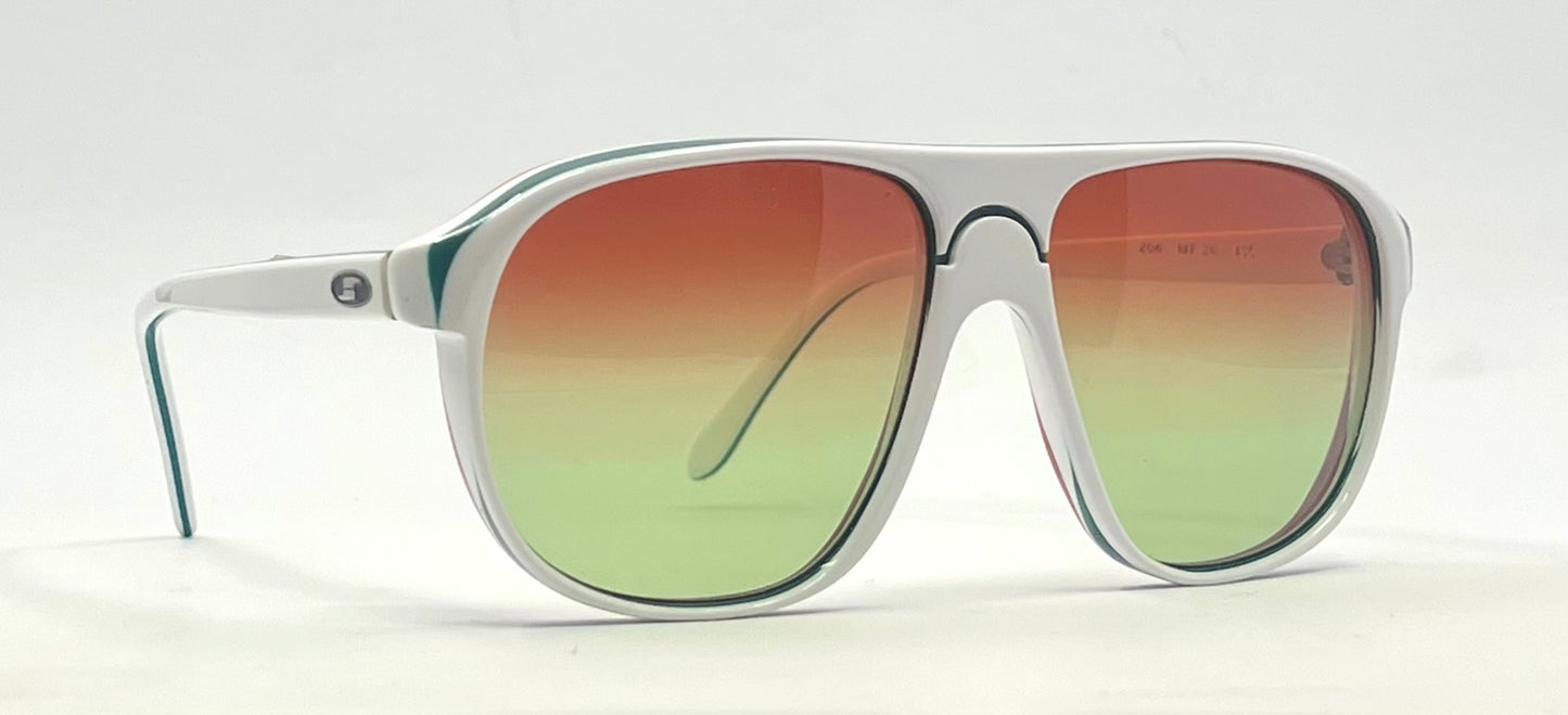Safilo HIT 26 VINTAGE White Sunglasses-New Red/Green CUSTOM Gradient Lenses