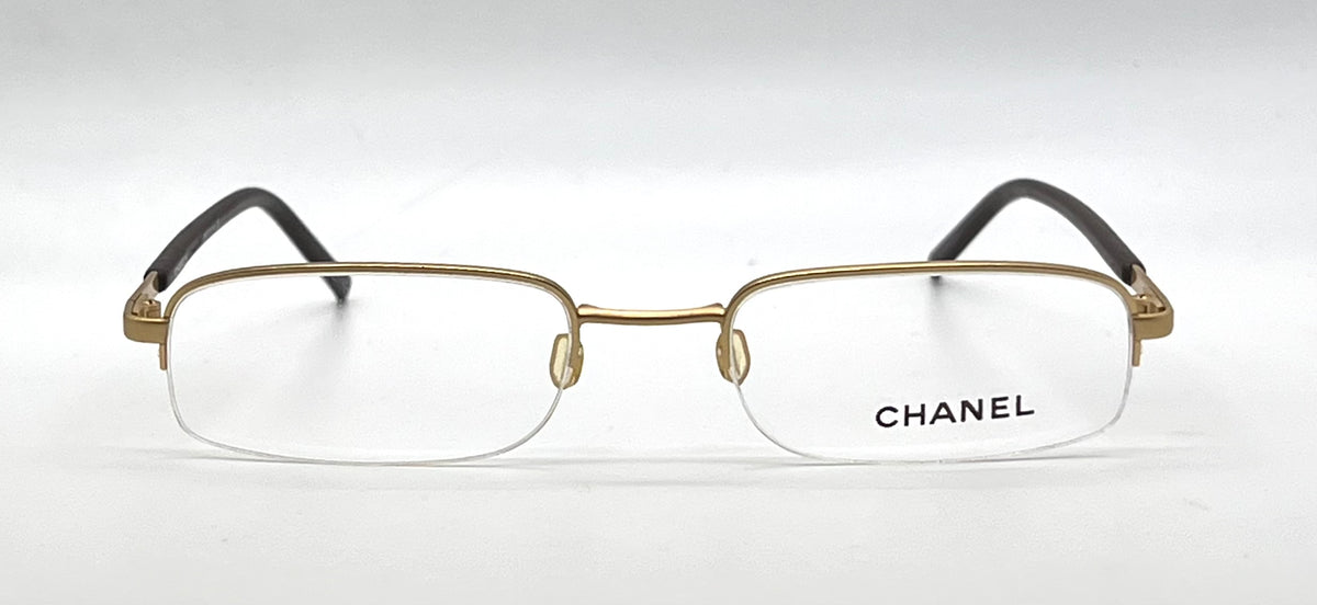 Chanel Gold Semi-Rimless Vintage-Eyeglasses 50-19 Unworn Italy