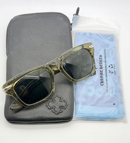 Chrome Hearts TRYPOLEAGAIN Army Green Sunglasses 52-20-146 Unworn Full Kit ZEISS Japan