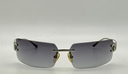 Chanel 4051-B Crystal CC Rimless Shield Sunglasses 170/76 Unworn Original Case