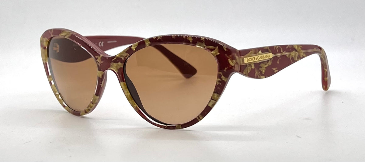 Dolce & Gabbana DG4199 Red Gold Leaf Cat Eye Sunglasses Unworn New Lenses Full Kit