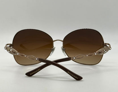 BVLGARI 6025-B Sunglasses-Crystal Temple-Brown Gradient Lenses-Unworn-Italy-60mm