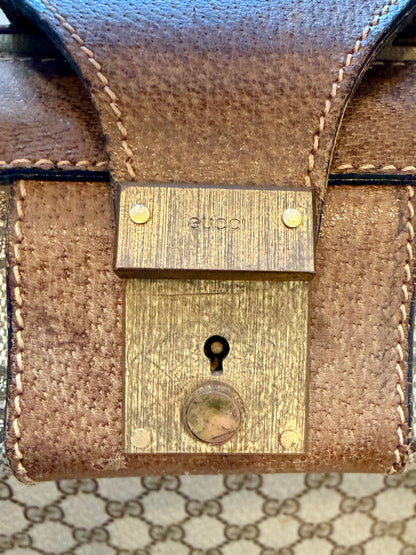 Vintage Gucci GG Supreme Web Stripe Suitcase 1980s Travel Case