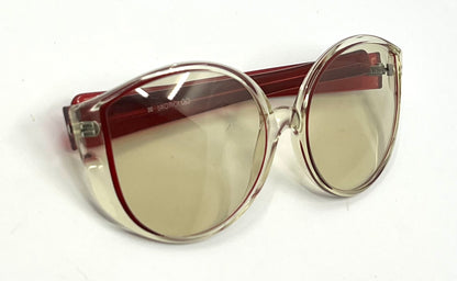 Luxottica Clear Red VINTAGE Sunglasses Unworn-w/New Custom Day/Night Lenses