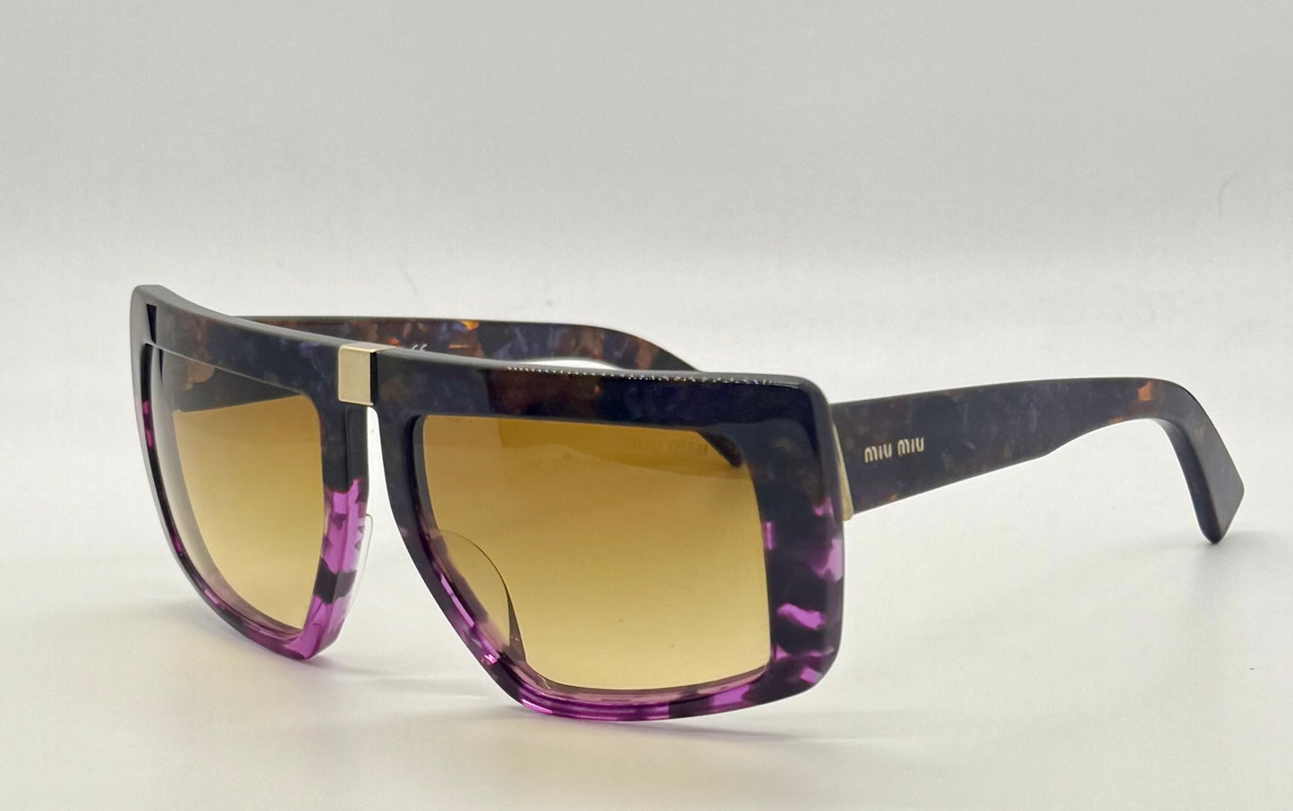Miu Miu Smu 05O Vintage Sunglasses-Marbled Purple Amber Frame-Italy-55Mm