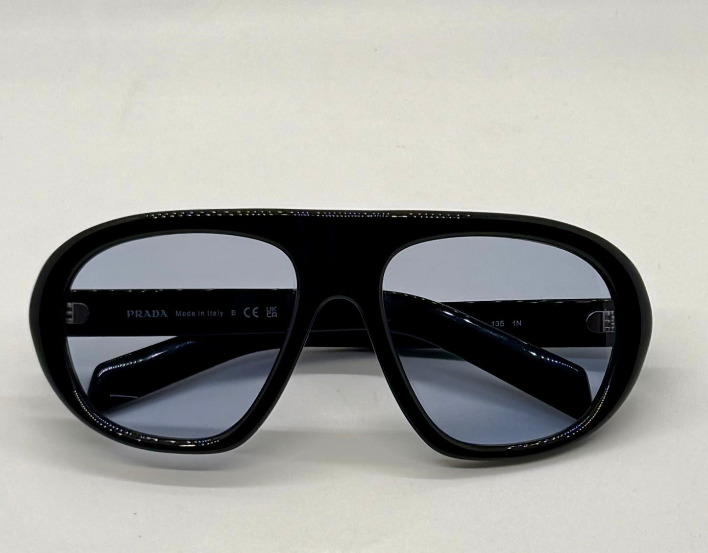 Prada SPR C05 Oversized Shield Sunglasses Black Unworn Full Kit Italy
