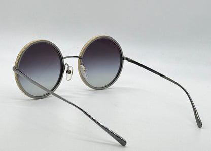 CHANEL 4250 Vintage Round Sunglasses Woven Raffia Made in Italy 52-22