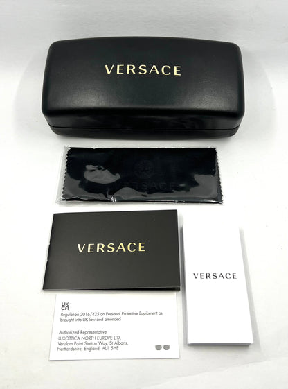 Versace VE2150Q Medusa Leather Bridge Gold Aviator Sunglasses-Unworn-Full Kit