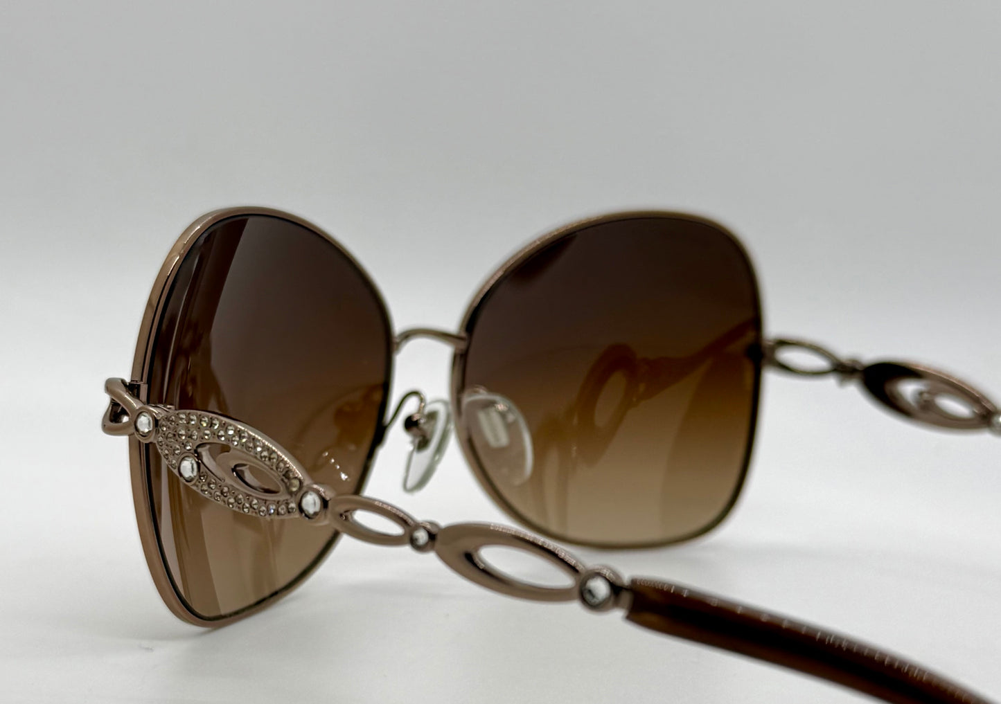 BVLGARI 6025-B Sunglasses-Crystal Temple-Brown Gradient Lenses-Unworn-Italy-60mm