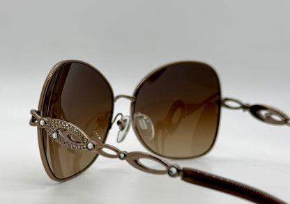 BVLGARI 6025-B Sunglasses-Crystal Temple-Brown Gradient Lenses-Unworn-Italy-60mm