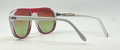 Safilo HIT 26 VINTAGE White Sunglasses-New Red/Green CUSTOM Gradient Lenses