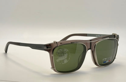 BRAND NEW/UNWORN Vuarnet VL1404 0004 Sunglasses – Translucent Grey Frames w/SX2000 Green Mineral Glass Clip-On Lenses