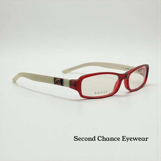 Gucci Gg 2568 Pr6 Red & Ivory Rectangular Eyeglasses-Vintage|Deadstock-Italy