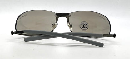 Chanel C232-7H Gray Wraparound Sunglasses Vintage Unworn Full Kit Made in Italy