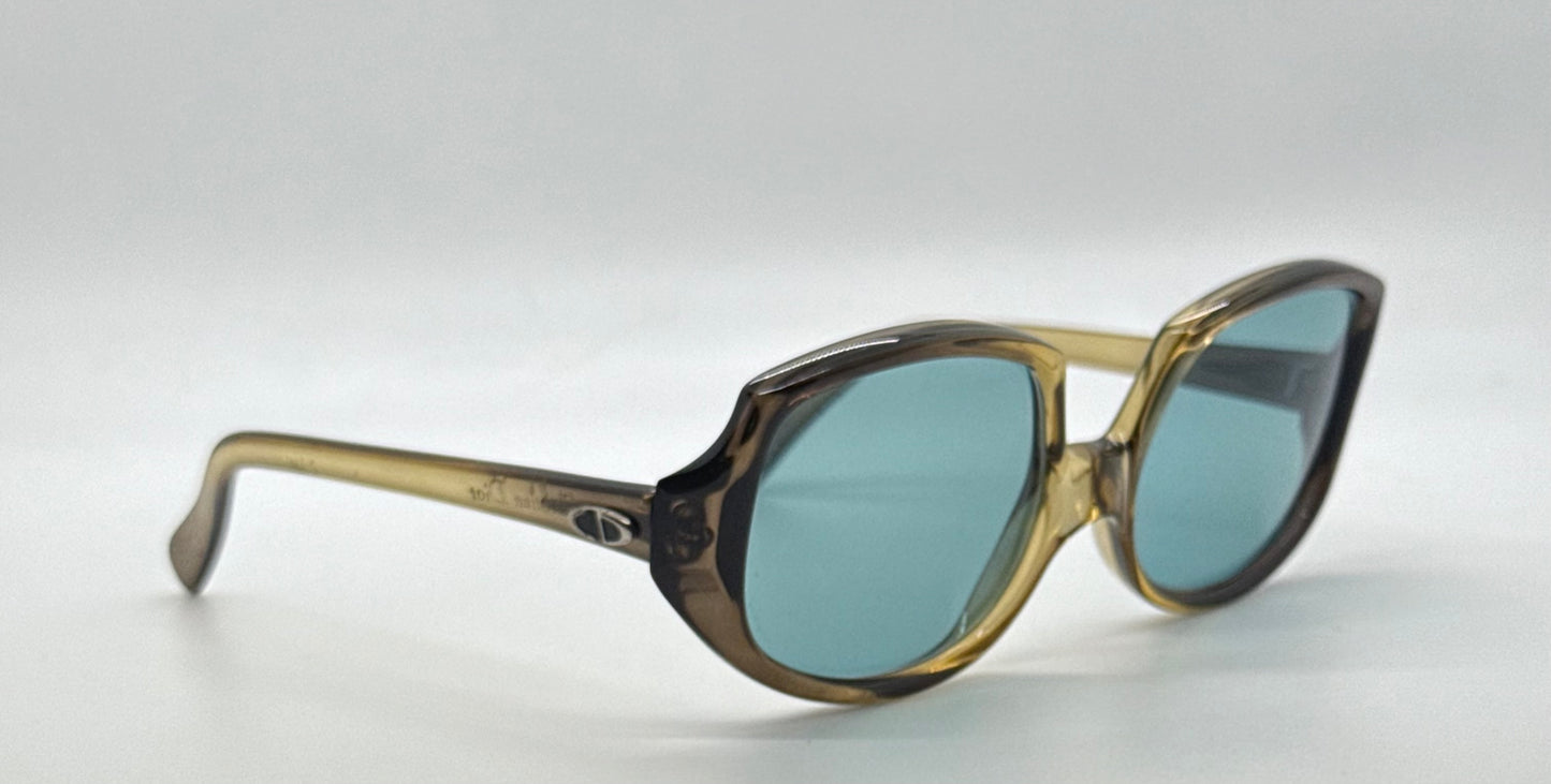 Christian Dior 644 Vintage 1970s Sunglasses w/New Aqua Solid Custom Lenses-NOS