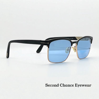 Tom Ford TF5323 002 Black/Gold Sunglasses w/New Blue Custom Lenses-New/Unworn-Full Kit