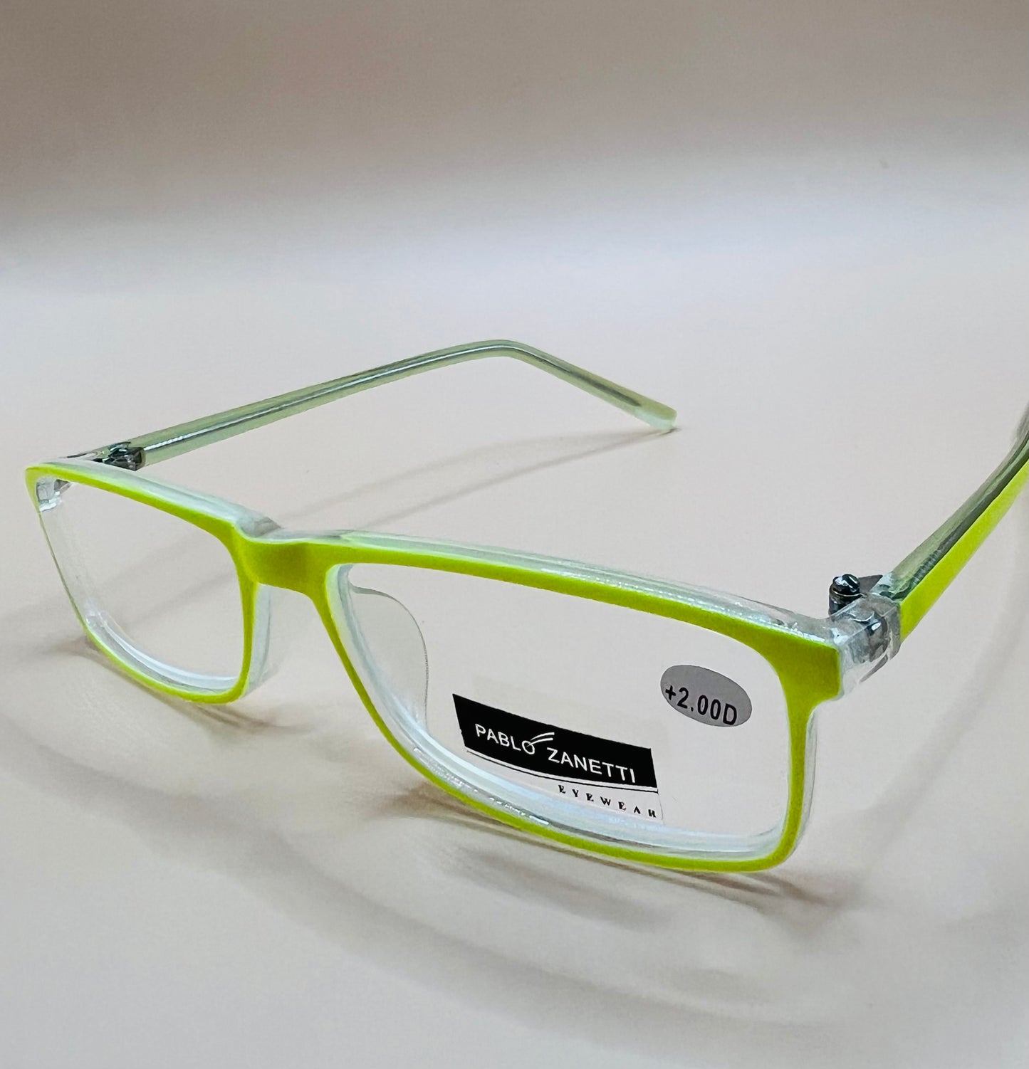 PABLO ZANETTI  GEOMETRIC NARROW READERS.  COMES IN THREE VIBRANT COLORS & VARIOUS MAGNIFICATION