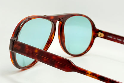 Vintage Silhouette M2095 Keyhole Aviator-Tortoise Acetate & Custom Aquamarine Lenses