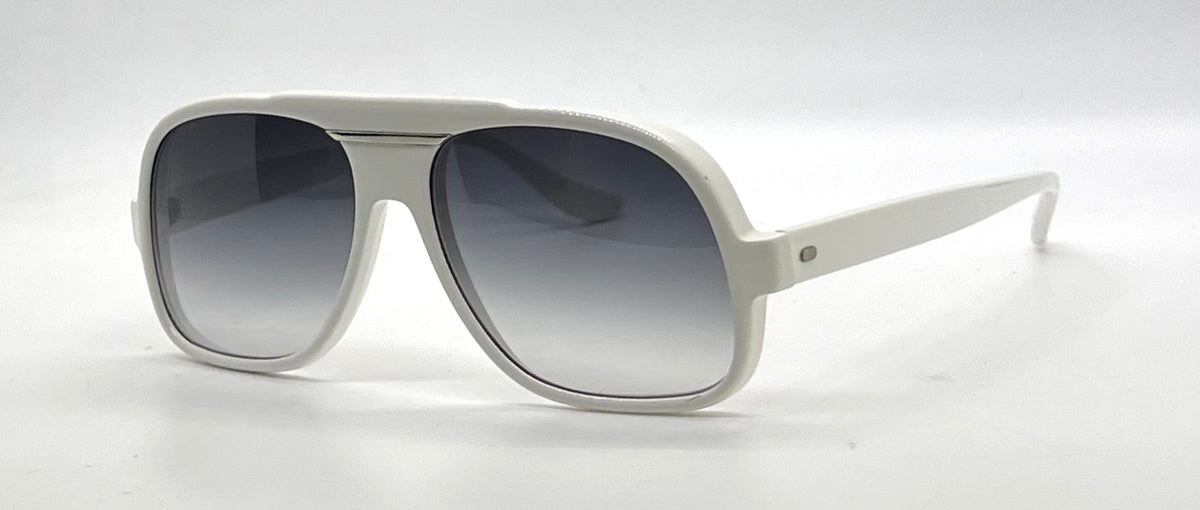 SRO VINTAGE Optical White Oversized Aviator Sunglasses-New Gray Gradient Lens-USA