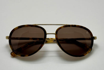 Brand New Philippe V No. 2 Classic Aviator Sunglasses – Gold-Tone & Havana with Essilor Brown HD Lenses