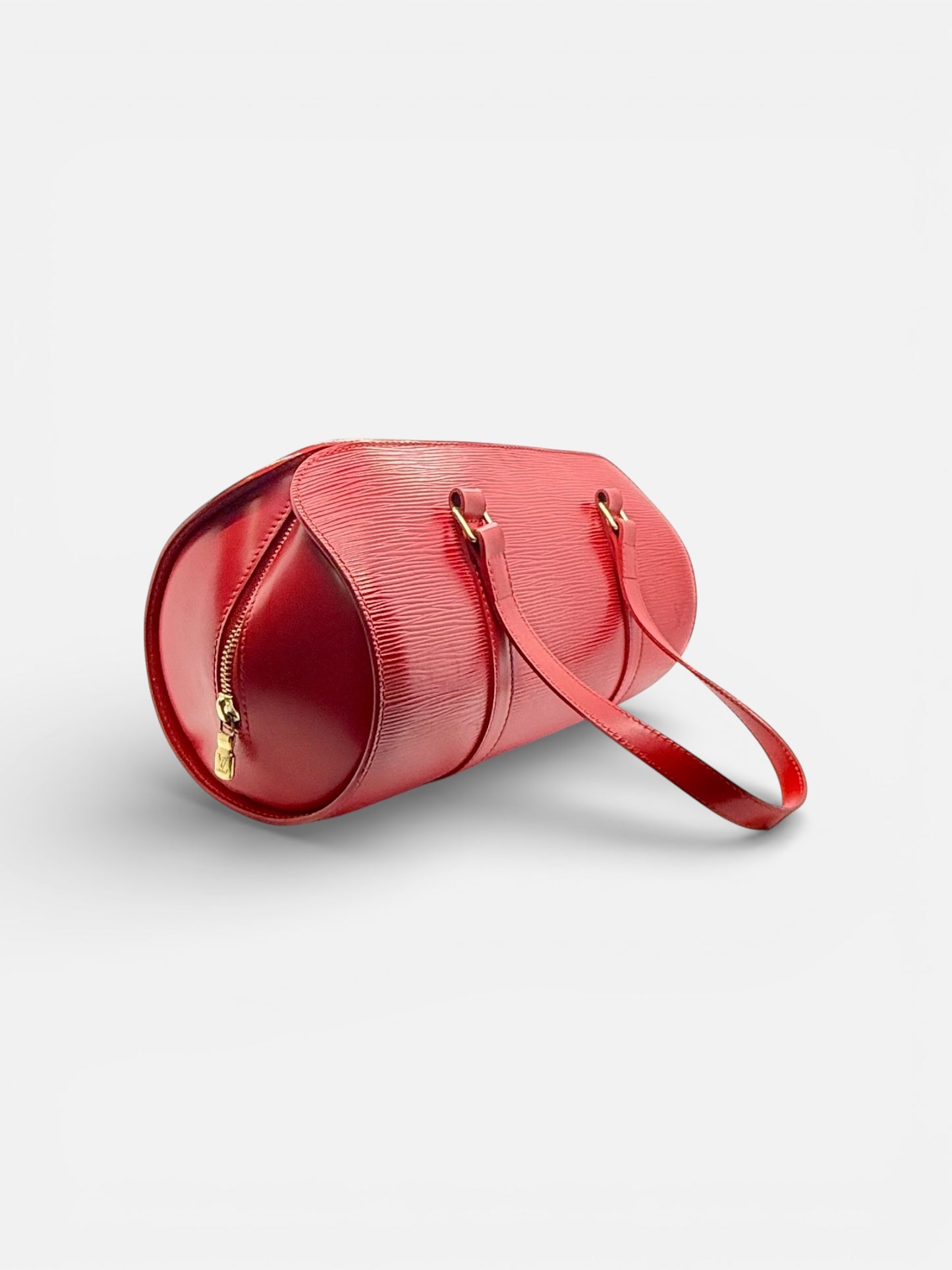 Louis Vuitton Red Epi Leather Barrel Handbag Papillon Made in France Authentic