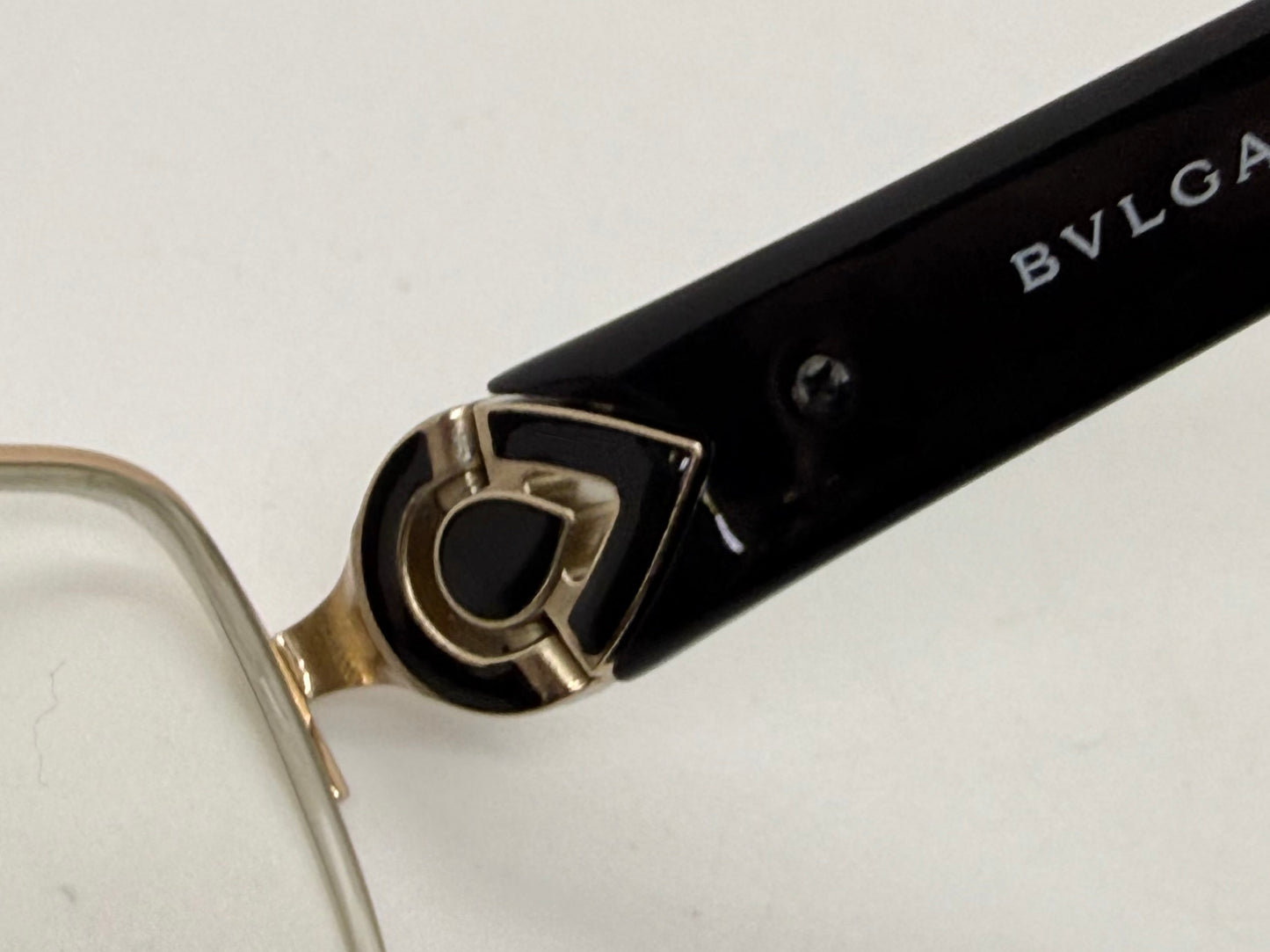 BVLGARI BB2157-B 376 Optical Frames Half Rim Gold Black Italy 55-17-135 w/ Case