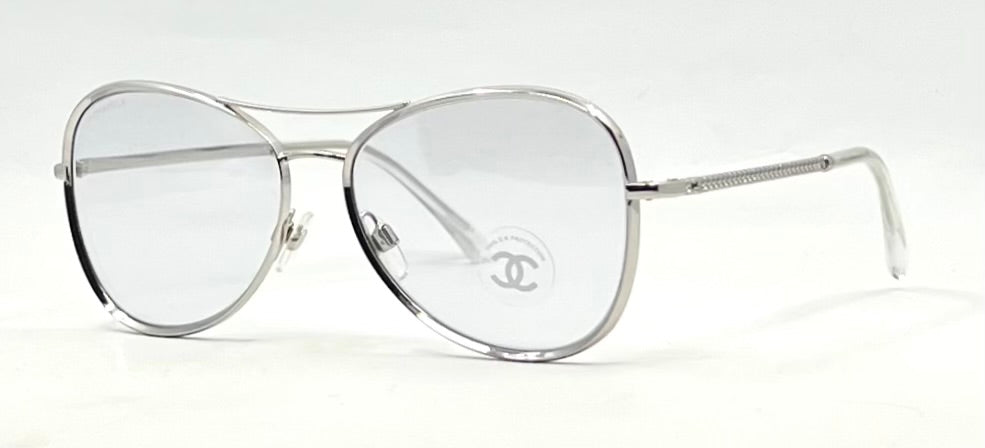 Chanel 2181-S 124 Silver Aviator Sunglasses 56-15 Unworn Italy