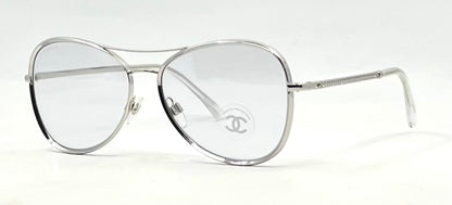 Chanel 2181-S 124 Silver Aviator Sunglasses 56-15 Unworn Italy