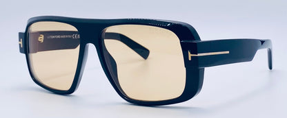 Brand New Tom Ford “TURNER” Sunglasses-Glossy Black Frame-Yellow Photochromic Lenses