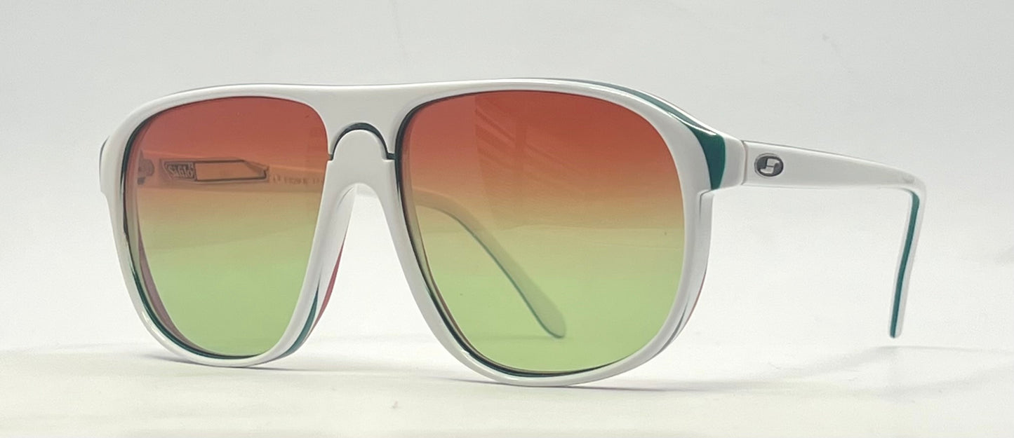 Safilo HIT 26 VINTAGE White Sunglasses-New Red/Green CUSTOM Gradient Lenses