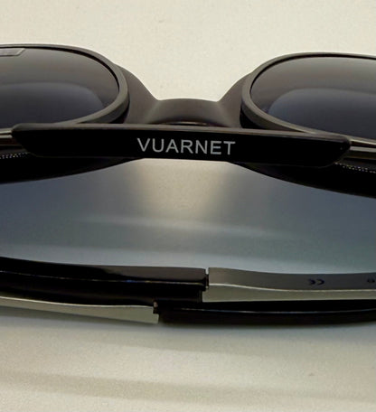 VUARNET VL1407 0001 Polarized Clip-On Sunglasses with Mineral Glass Lenses