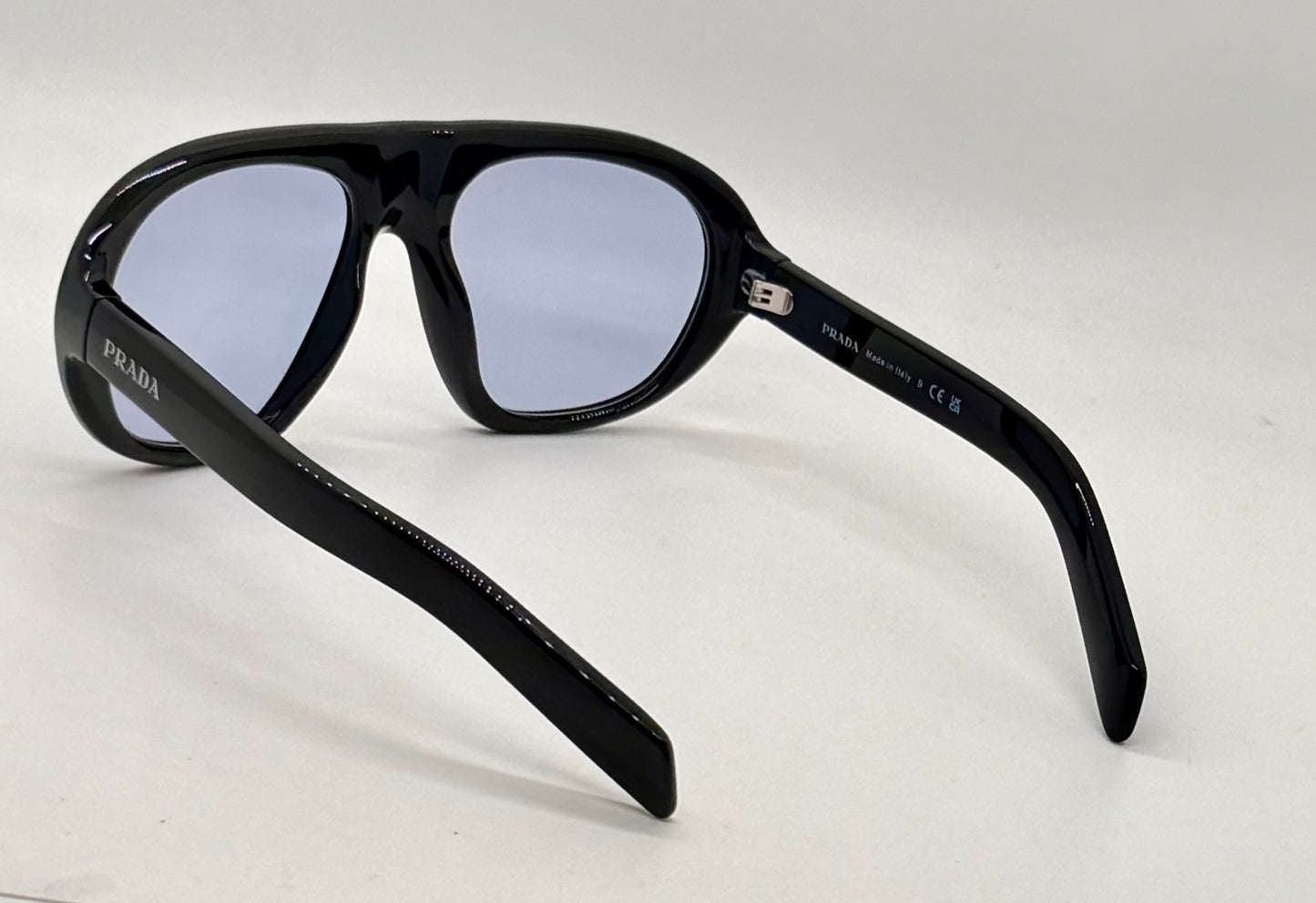 Prada SPR C05 Oversized Shield Sunglasses Black Unworn Full Kit Italy