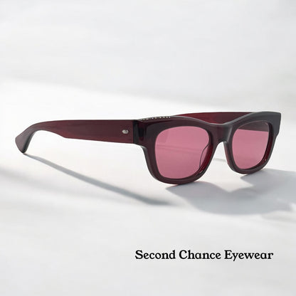 Garrett Leight WOZ MER 49[]21-Merlot Lilac Lens Sunglasses-New/Unworn-Full Kit