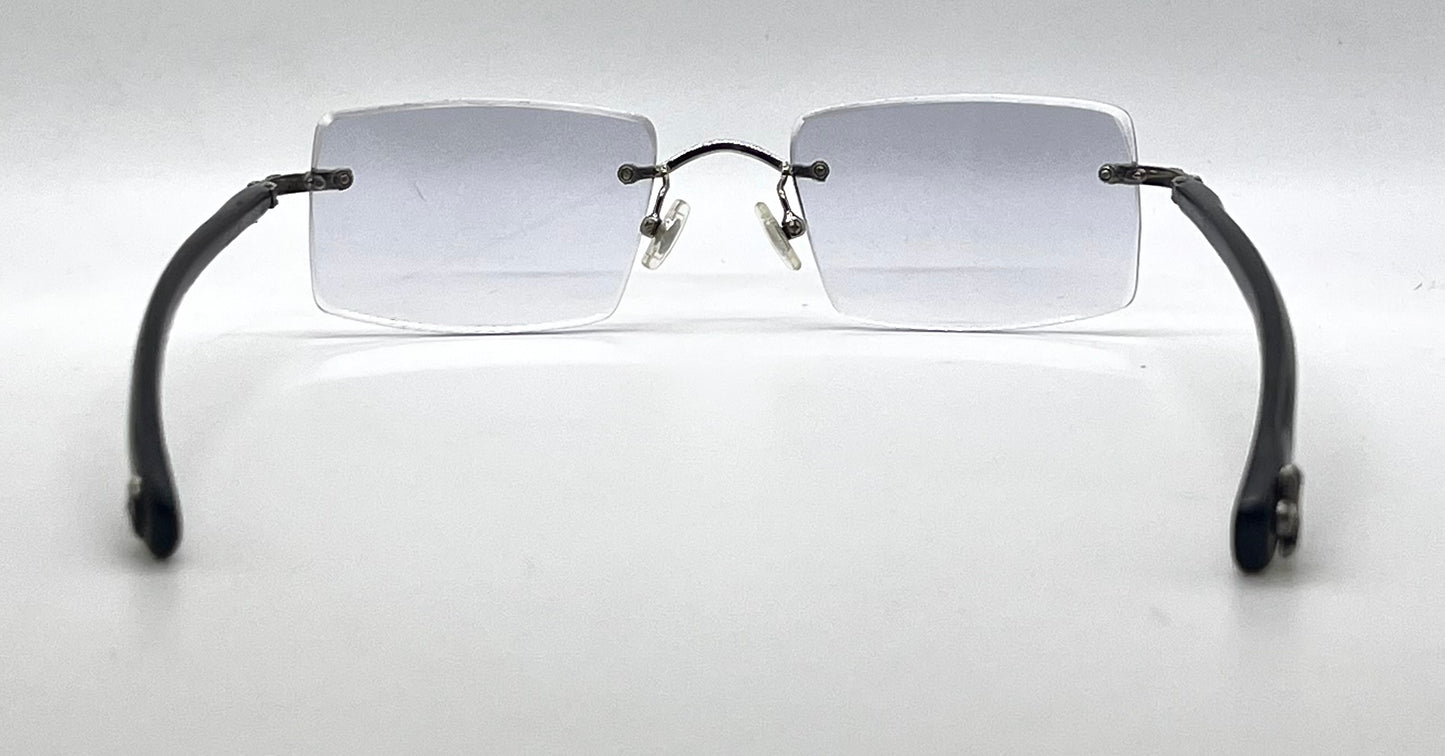 Chrome Hearts VELVEDERE SS-WEB-Vintage Rimless Wood Temple-New Custon Blue Zero Lenses
