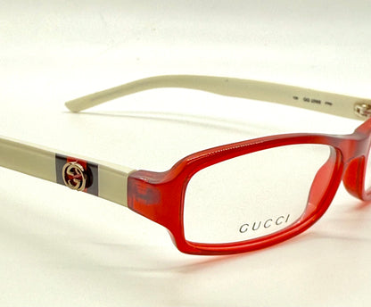 Gucci Gg 2568 Pr6 Red & Ivory Rectangular Eyeglasses-Vintage|Deadstock-Italy