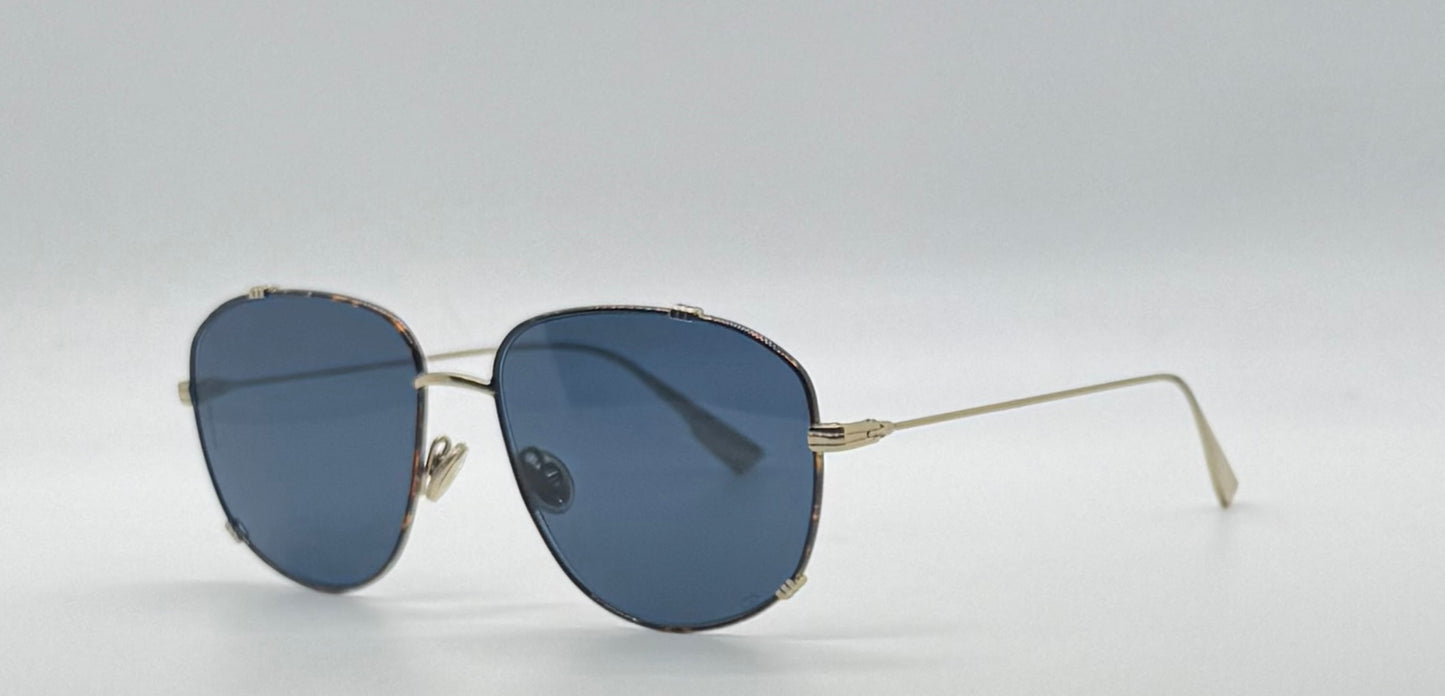 Dior 2VK49-VINTAGE Gold Metal Sunglasses-Blue Lenses 58-15-145 Unworn-Full Kit